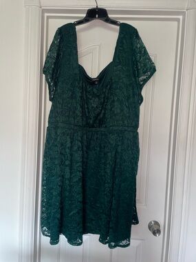 TORRID WOMENS AT THE KNEE LACE PUFF SLEEVE DRESS In Botanical Garden SZ 6x NWT
